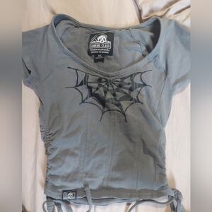 Lurking Class Zumiez Grey Spider Web Top Womens XS Drawstring Sides